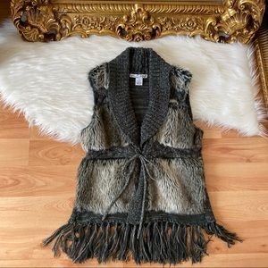 RXB Faux Fur Sweater Tie Front Vest